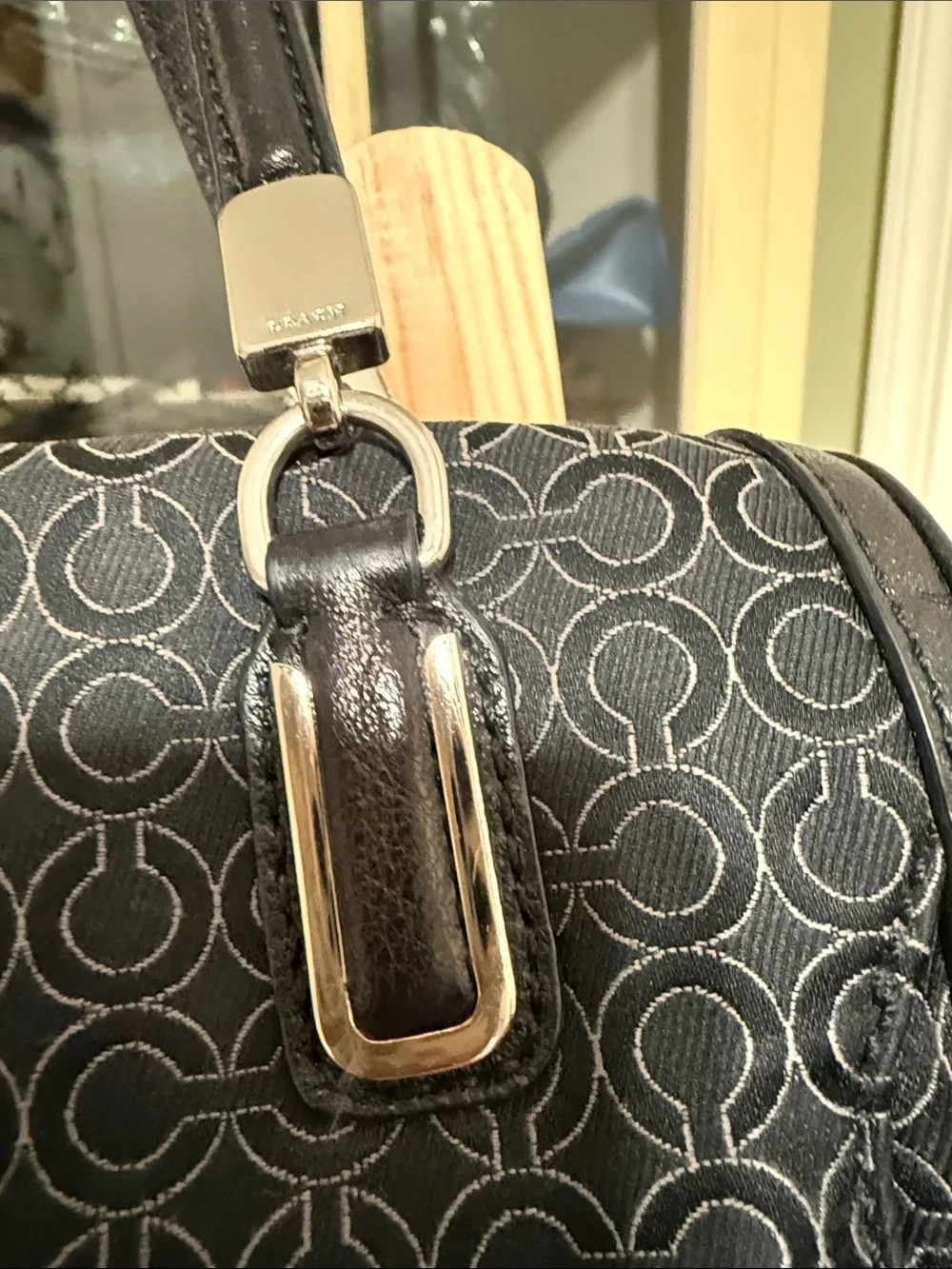 Coach Black Signature Jacquard Shoulder Bag with Silver Hardware